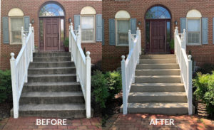 stairs before and after pressure cleaning