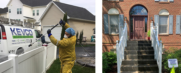 stairs before and after pressure cleaning