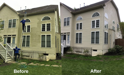 before and after siding cleaning